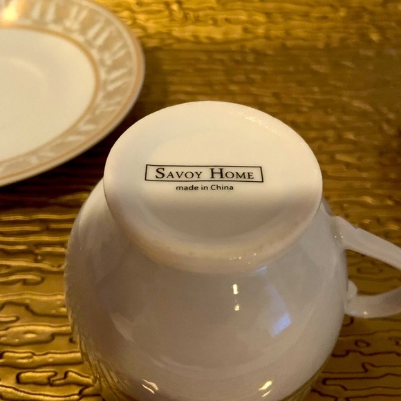 Savoy Home Gold and White Tea Cup and Saucer - Picture 3 of 9